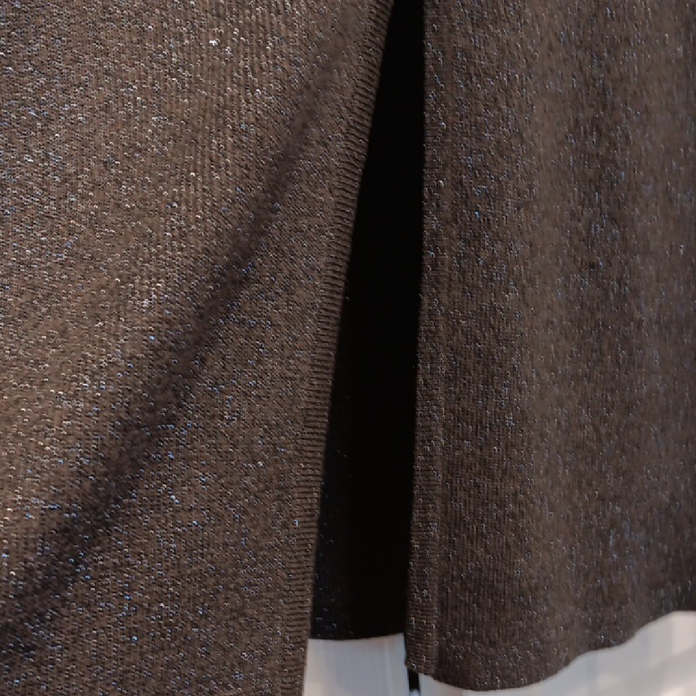 Vtg Joseph A Silk Metallic Gray Cardigan with Genuine Feather Detail Size XL - Picture 3 of 5